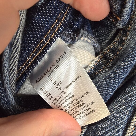 American Eagle Tomgirl Overalls Distressed Size XS Blue - Picture 6 of 10